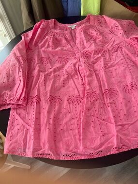 crown & ivy Pink Eyelet Cotton Tunic